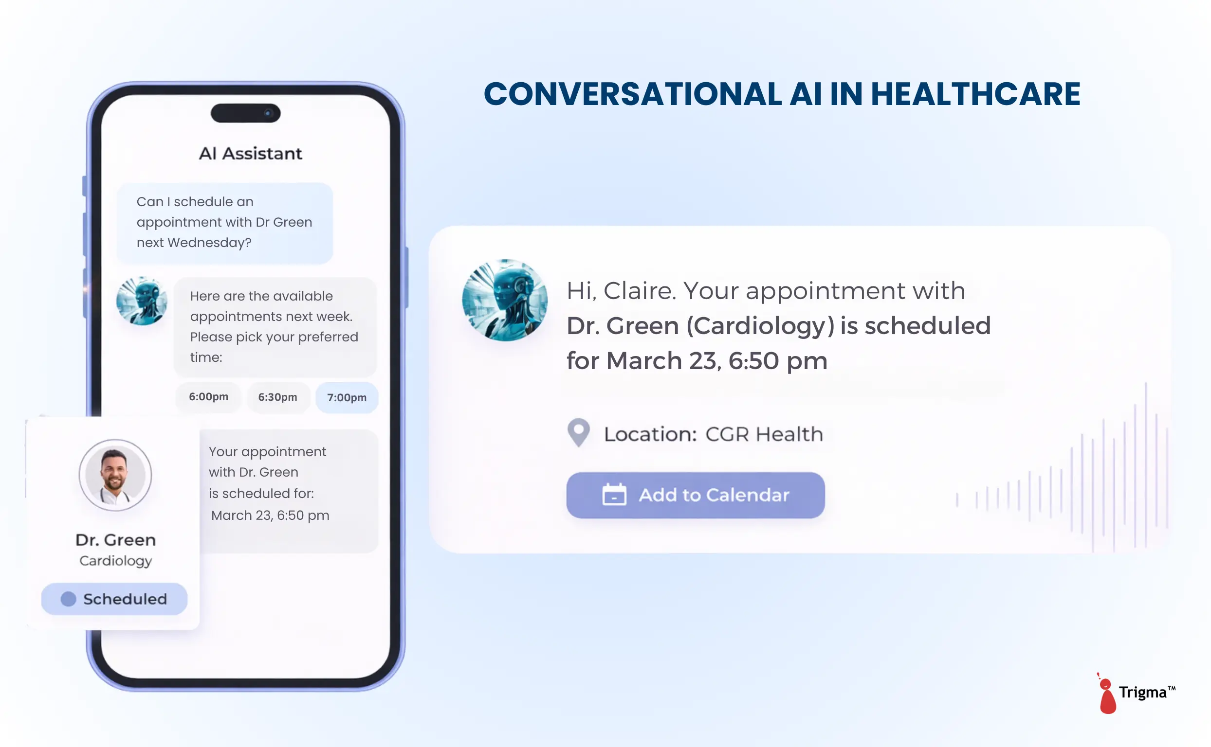 Conversational AI Healthcare Assistant for Patient Support Conversational AI healthcare assistant helping patients schedule medical appointments through an AI chatbot interface.